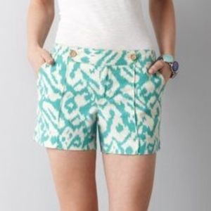 Loft Green and Cream Ikat Shorts